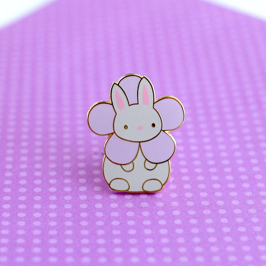 Violet Bunny Pin - Bunny Lapel Badge - Flower Enamel Pin - Backpack Pin