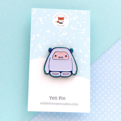 Yeti Enamel Pin (Rainbow Metal/Pink Variant) - Yeti Pin - Abominable Snowman by Wild Whimsy Woolies